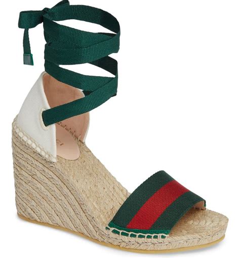 gucci red green black criss cross wedges|Women's Gucci Wedge Sandals .